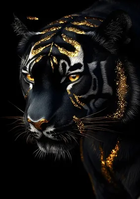 Majestic Black & Gold Tiger Poster