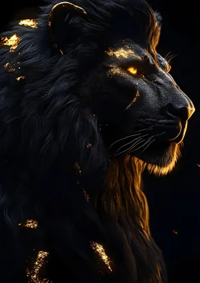 Majestic Black & Gold Lion Poster