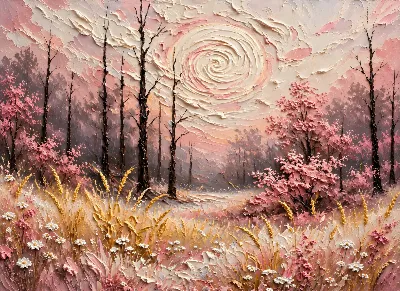 Pink Forest Swirl poster for Living Room