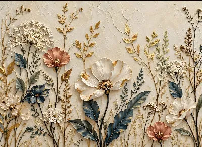 Beige Botanical Wildflower poster for Living Room