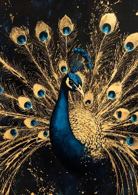 Majestic Blue and Gold Peacock poster