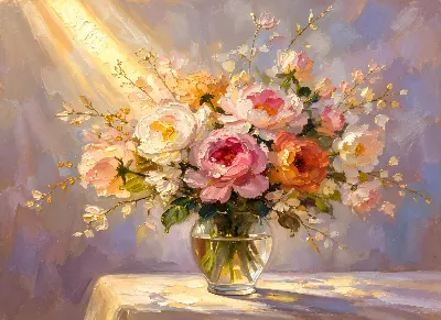 Sunlit Peony Bouquet poster for Living Room