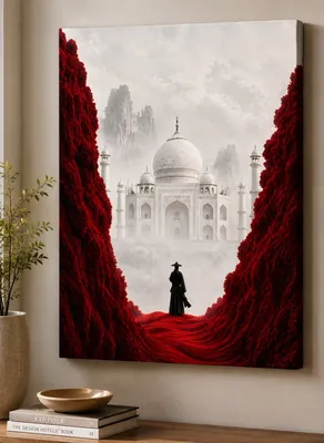 Surreal Taj Mahal fog canvas wall art for living room, buy in India