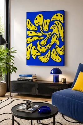 Trippy smiley face canvas wall art for kids' room, buy online in India