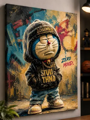 Urban graffiti hooded anime canvas wall art for kids' room, buy in India