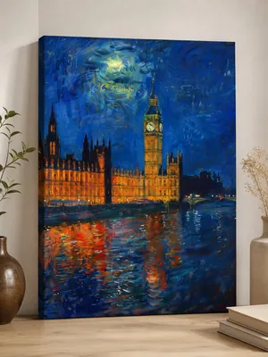 Van Gogh style Big Ben starry night canvas wall art for the living room, buy online in India