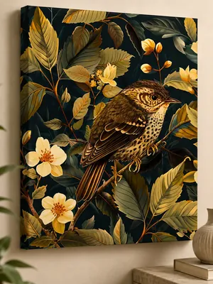 Vintage sparrow botanical canvas wall art for living room, buy in India