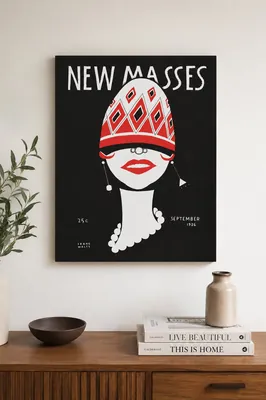 Vintage 1926 New Masses magazine cover canvas wall art for the living room, buy online in India