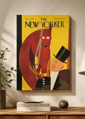 Vintage 1926 New Yorker horse magazine cover canvas wall art for the living room, buy online in India