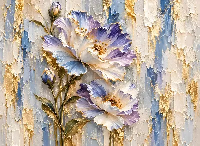 White Iris Gold Leaf Impasto poster for Living Room — Poster