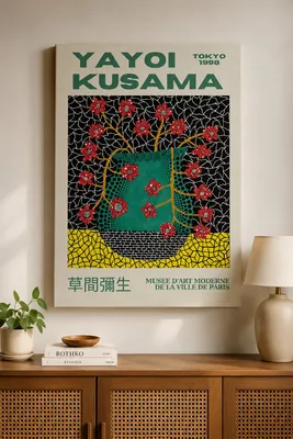 Yayoi Kusama Tokyo 1998 exhibition canvas wall art for the living room, buy online in India