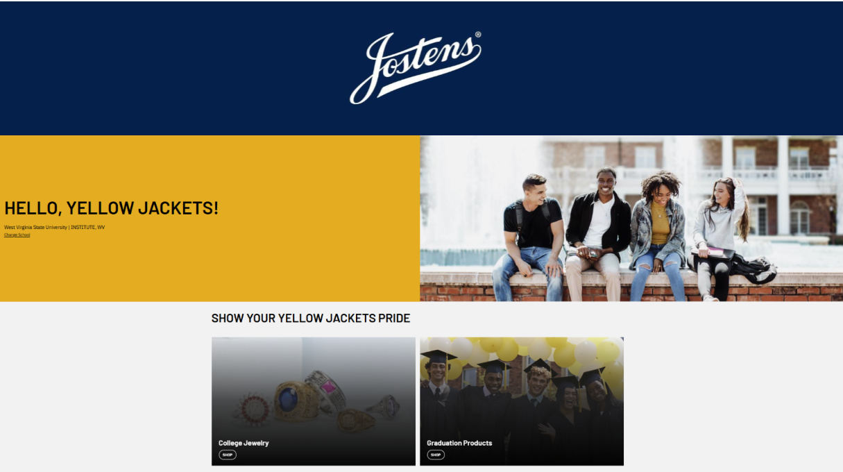 Jostens website graphic for West Virginia State University Yellow Jackets