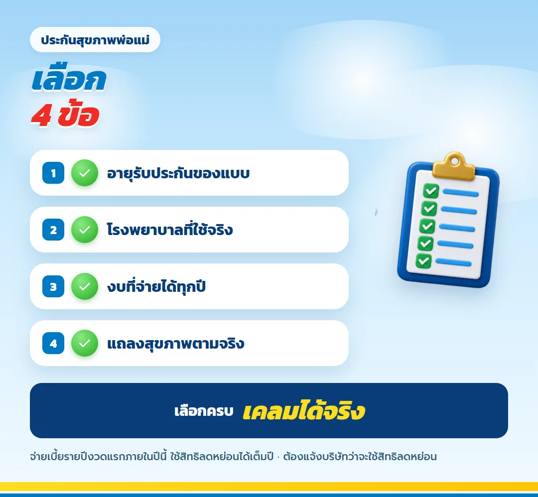 สี่ข้อเลือกประกันสุขภาพให้พ่อแม่