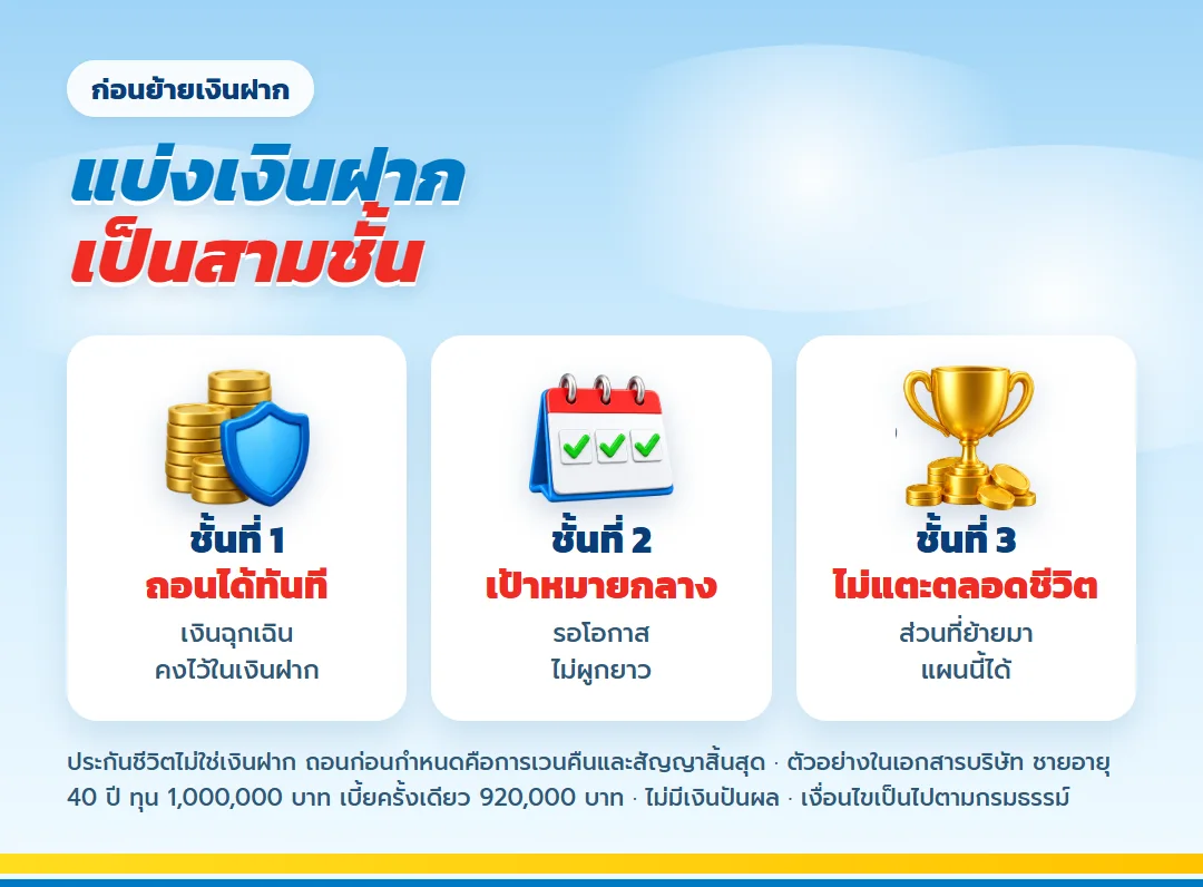 แบ่งเงินฝากเป็น 3 ชั้นก่อนย้ายมา เลกาซี ฟิต เวลท์ตี้ 99/1