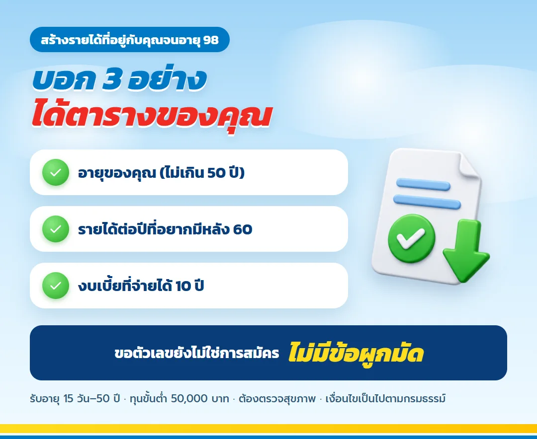 ขอใบเสนอขาย เลกาซี ฟิต รีไทร์ 99/10 สำหรับผู้หญิงวางแผนเกษียณ