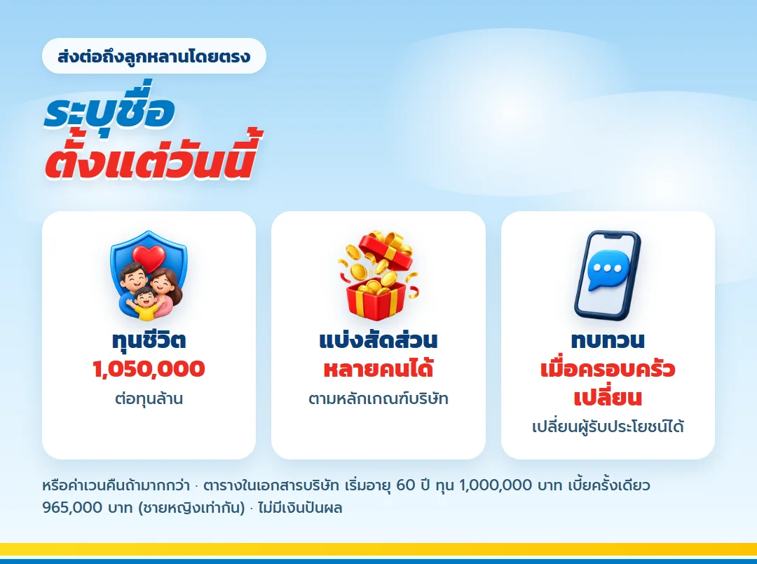 การส่งต่อทุนชีวิต เลกาซี ฟิต เวลท์ตี้ 99/1 ถึงลูกหลาน
