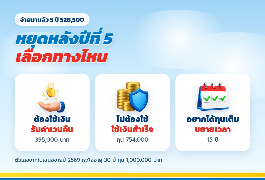 ทางเลือกเมื่อหยุดจ่าย ทีแอลแพลน 20/10 หลังปีที่ 5