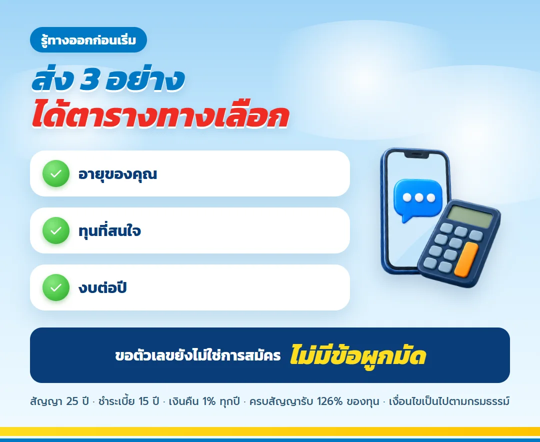 ขอใบเสนอขาย ธนทวี 25/15 พร้อมตารางทางเลือก