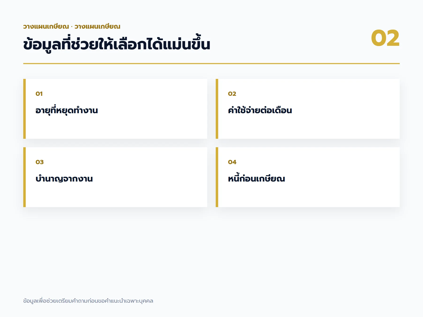 เช็กลิสต์ข้อมูล วางแผนเกษียณ ที่ควรเตรียมก่อนขอคำแนะนำ