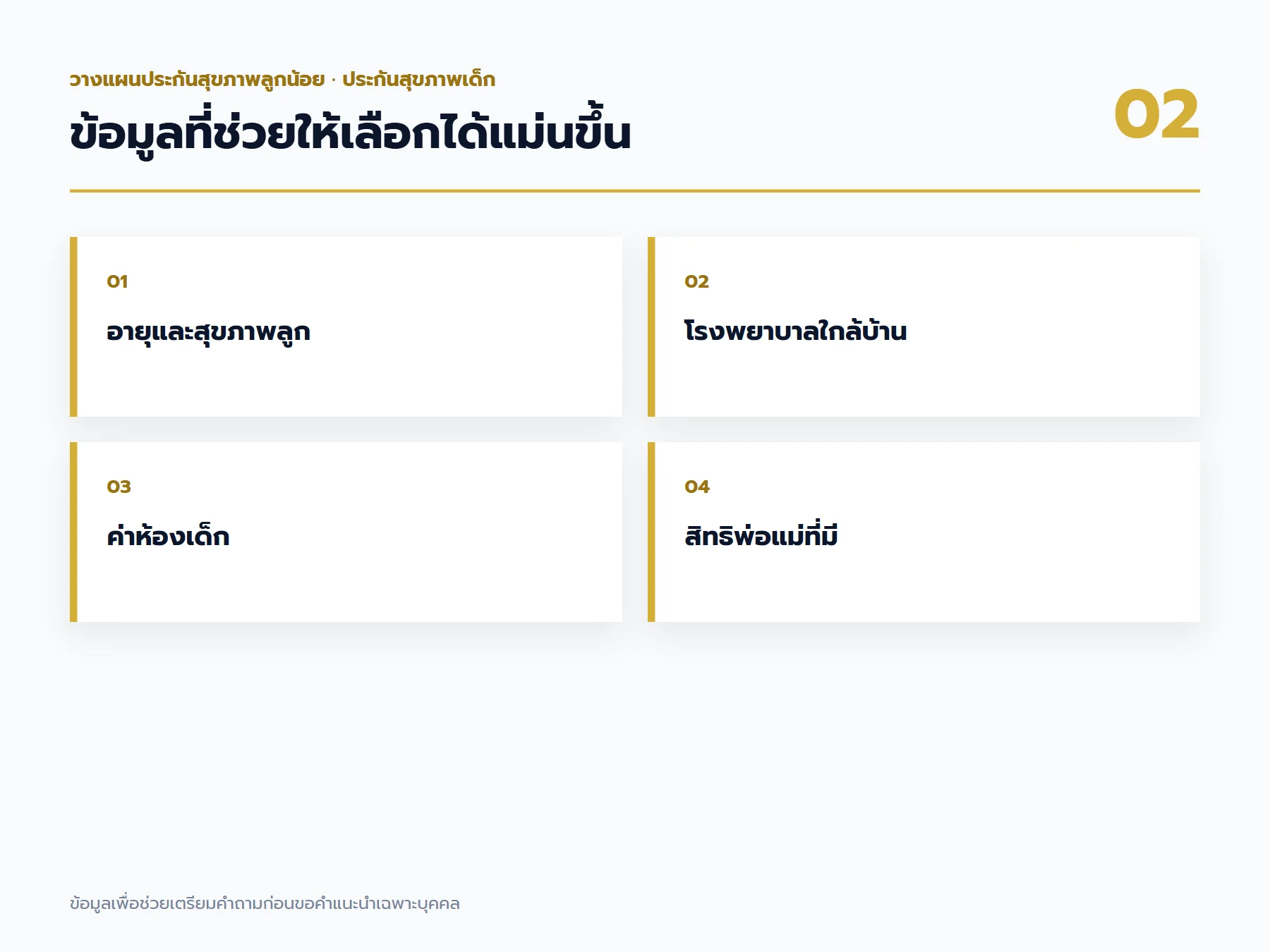 เช็กลิสต์ข้อมูล ประกันสุขภาพเด็ก ที่ควรเตรียมก่อนขอคำแนะนำ