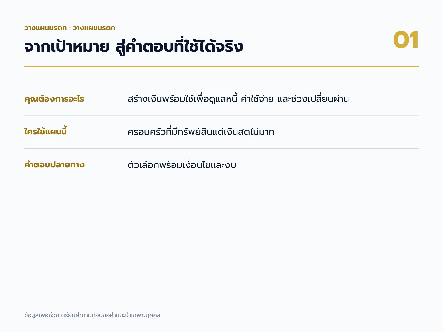 วางแผนมรดก: แผนที่เป้าหมายและผลลัพธ์สำหรับครอบครัวที่มีทรัพย์สินแต่เงินสดไม่มาก