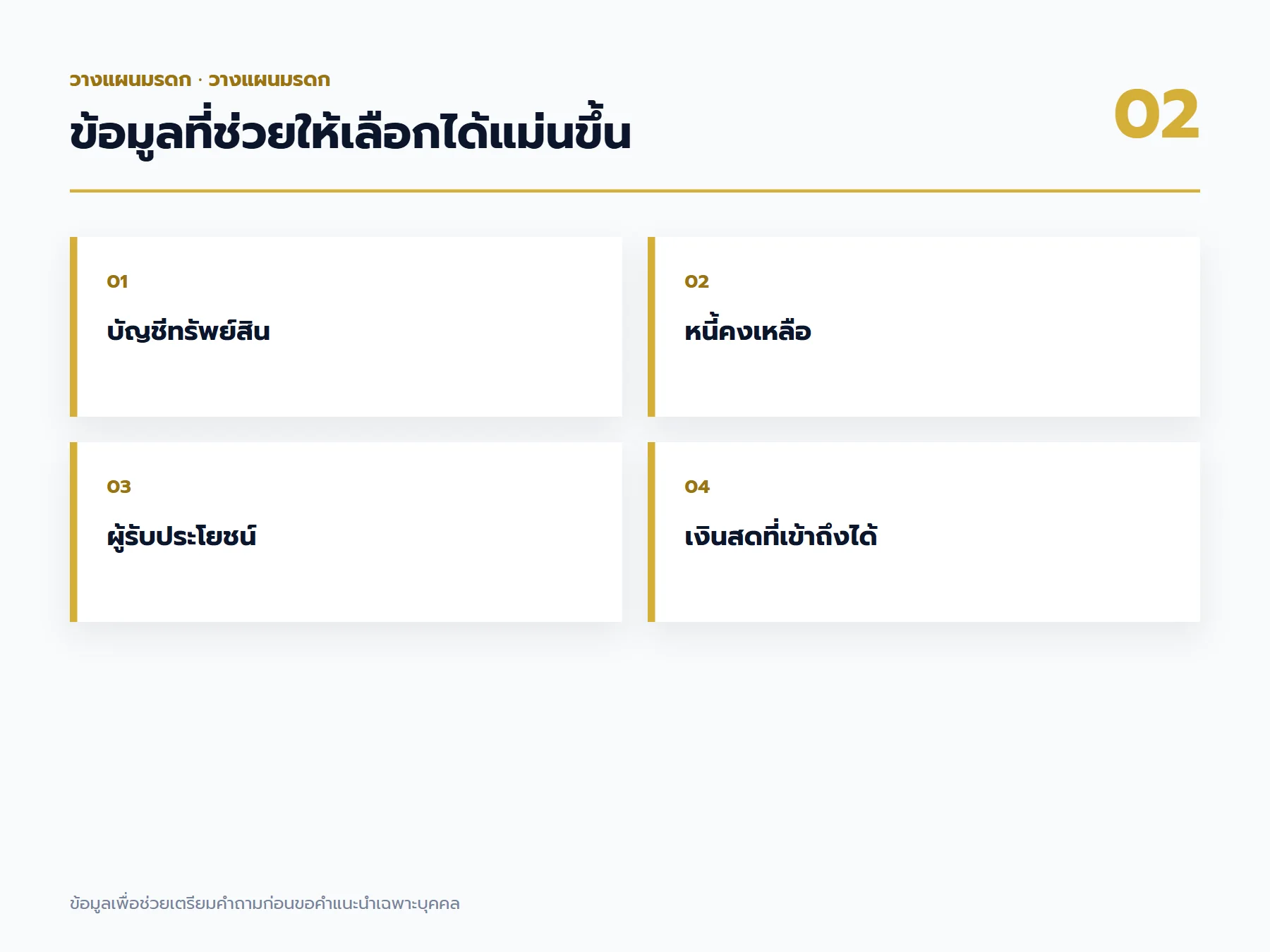 เช็กลิสต์ข้อมูล วางแผนมรดก ที่ควรเตรียมก่อนขอคำแนะนำ
