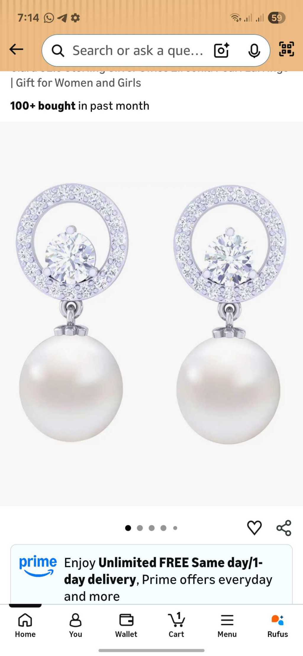 Silver Swiss Zirconia Pearl Earrings