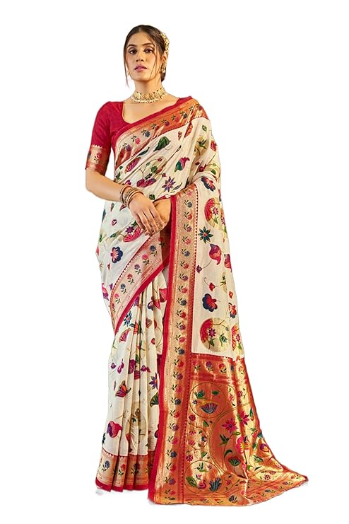 SWORNOF Kanjivaram Banarasi Silk Saree for Women | Traditional Festive & Wedding Wear