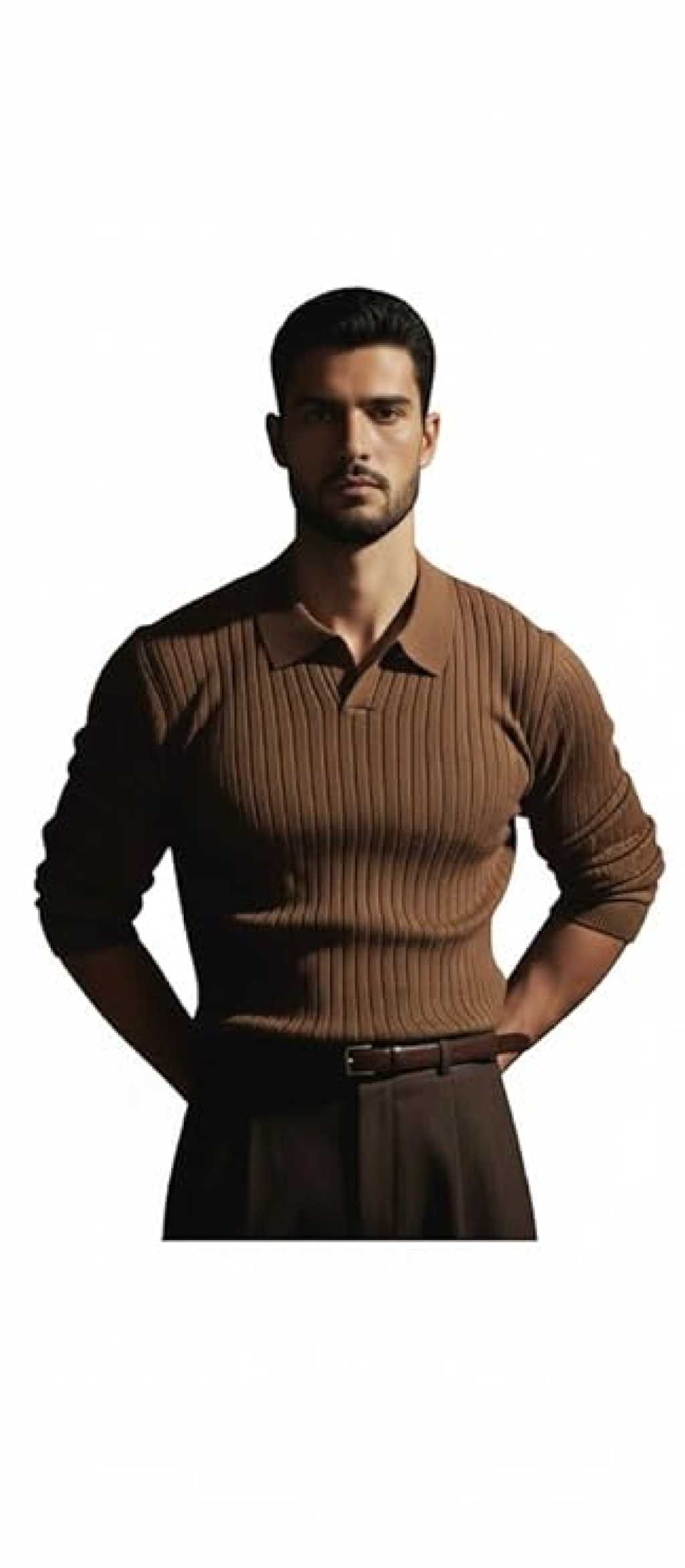Classic Ribbed Knit Polo Sweater
