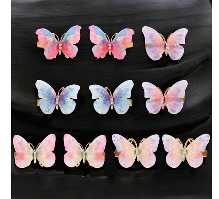 Butterfly hair clips.