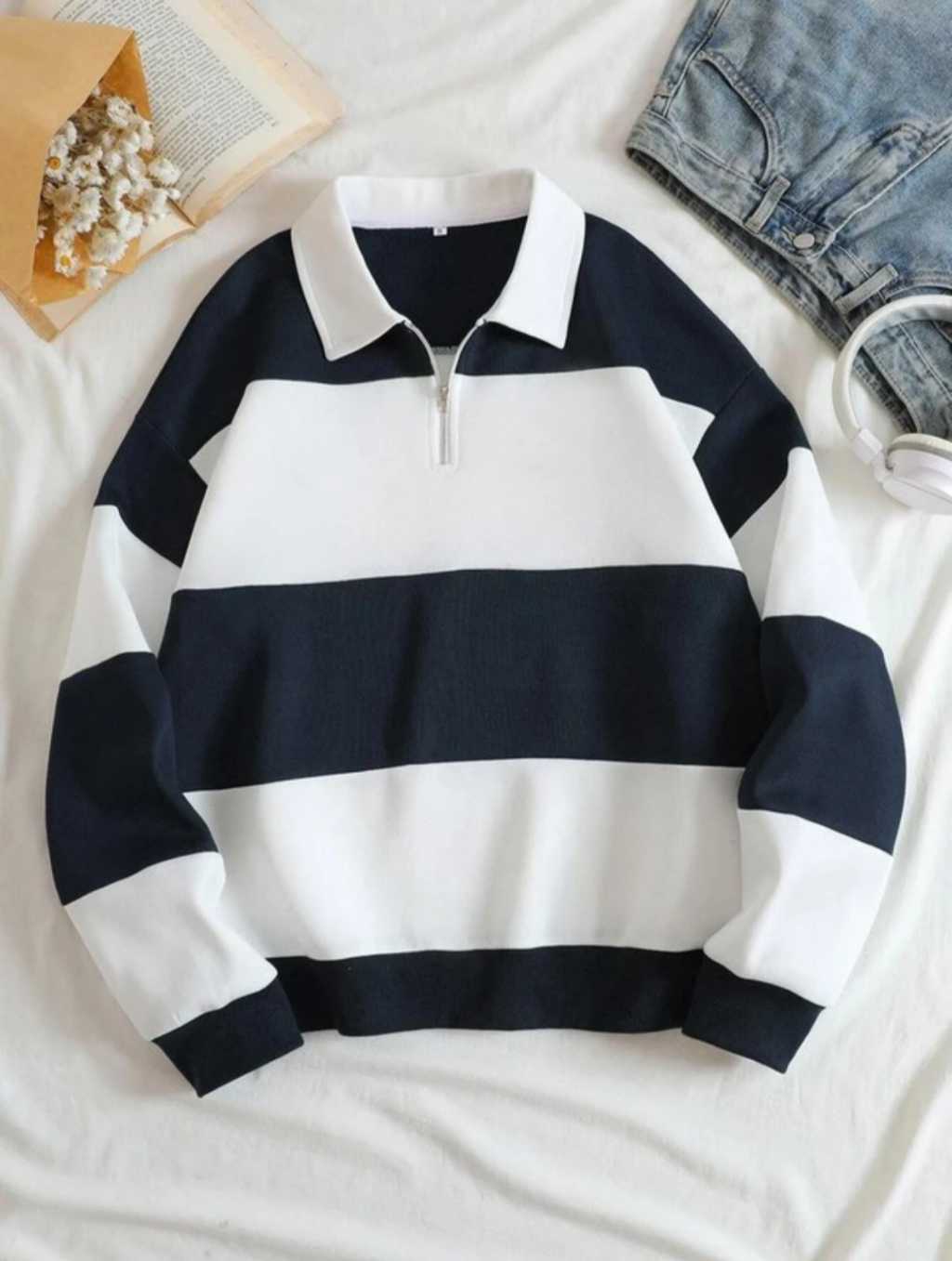 Men Colorblock Polo Neck Cotton T-shirt 