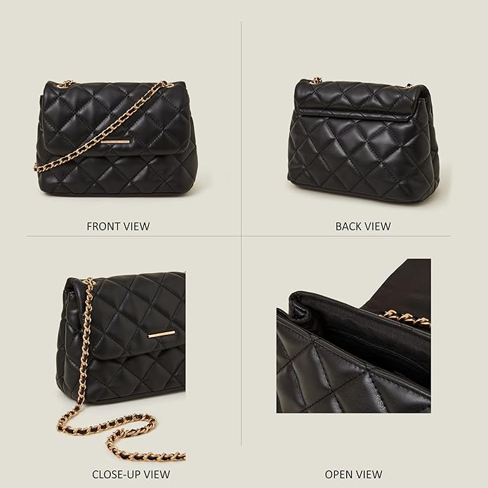 Accessorize London Women's Quilted Faux Leather Cross Body Bag