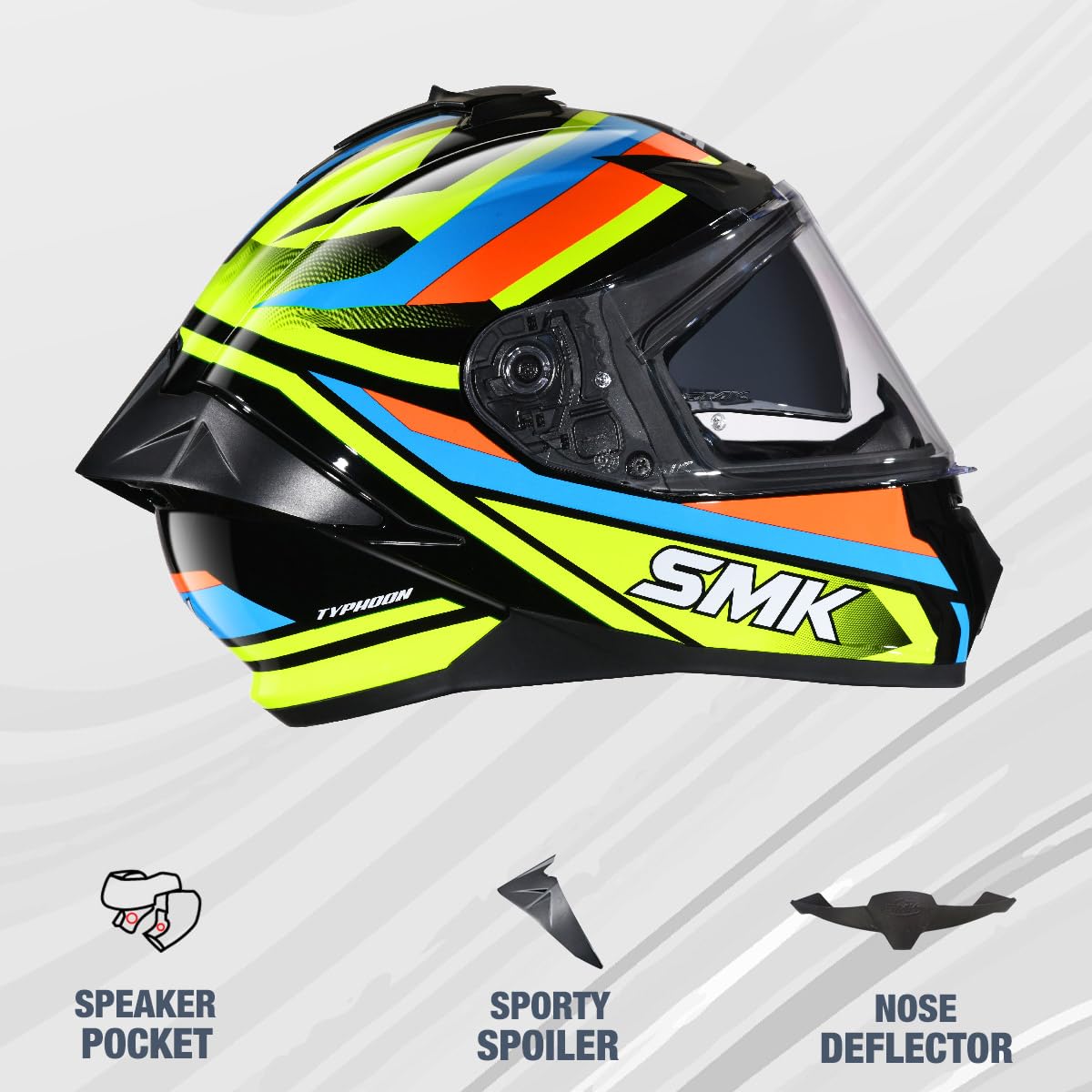 SMK Typhoon Freeride ISI ECE & DOT Certified Full Face Dual Visor Helmet
