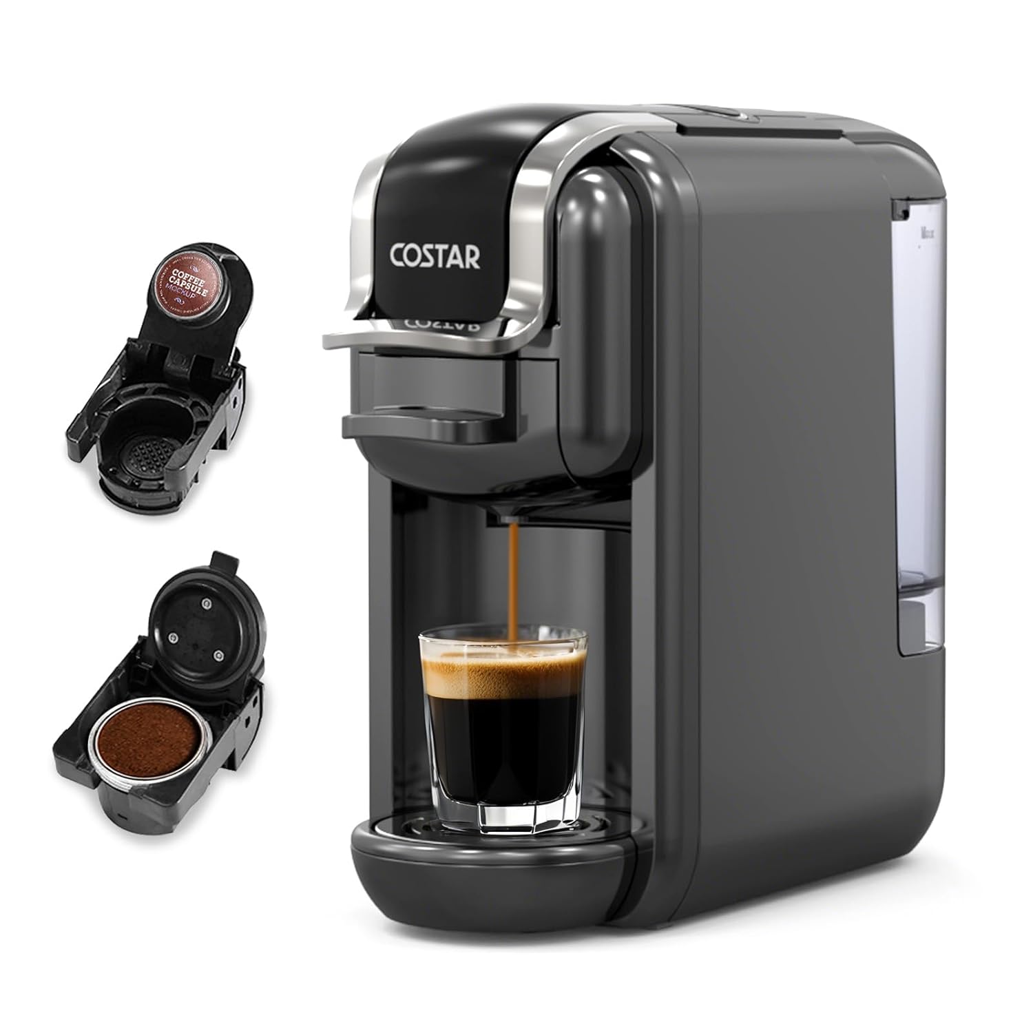 COSTAR 2-in-1 Espresso Machine for Capsules & Coffee Powder, 20 Bar Capsules Coffee Machine
