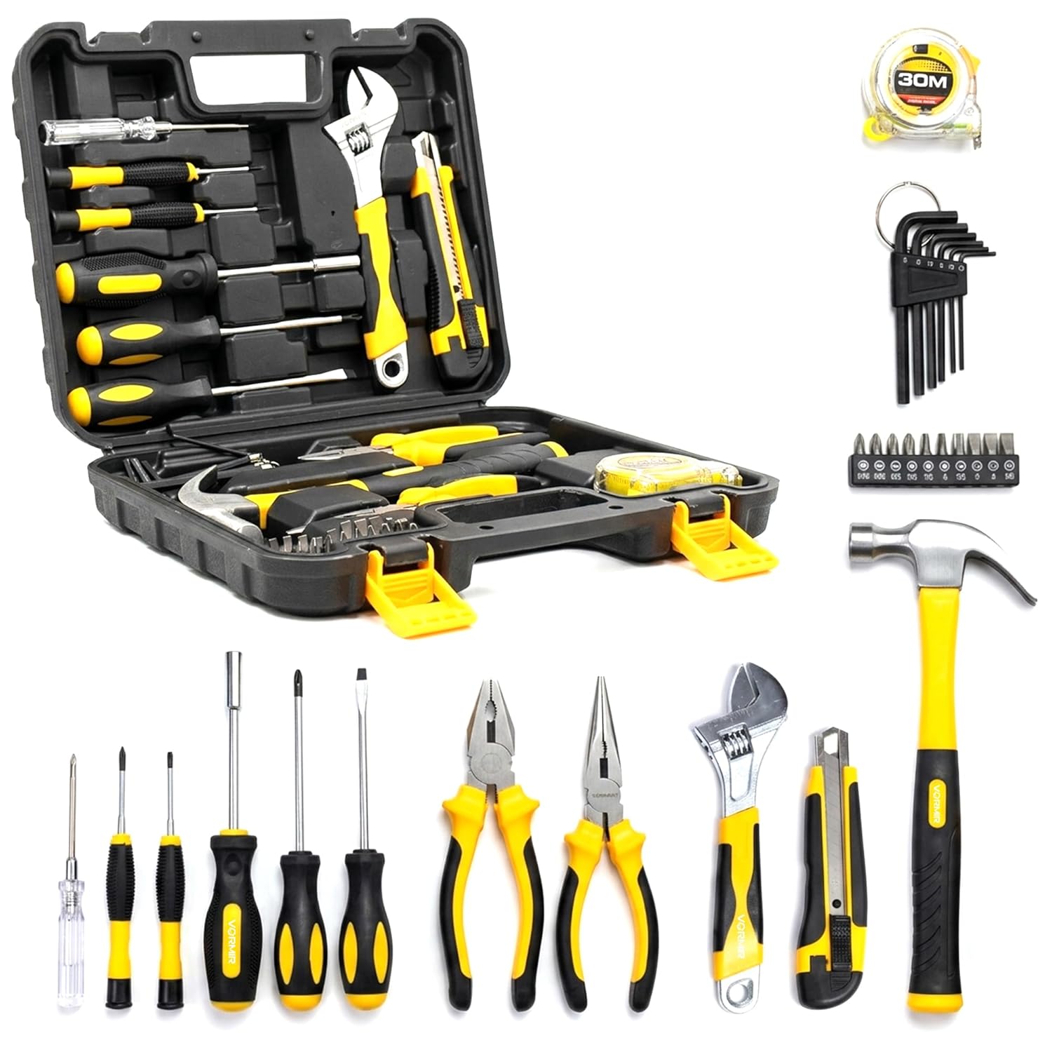 IBELL VORMIR VR TK32 40-Piece Hand Tool Kit with Chrome Finish | Complete Home & Professional Tool Set with Screwdrivers, Pliers, Hammer & Measuring Tape