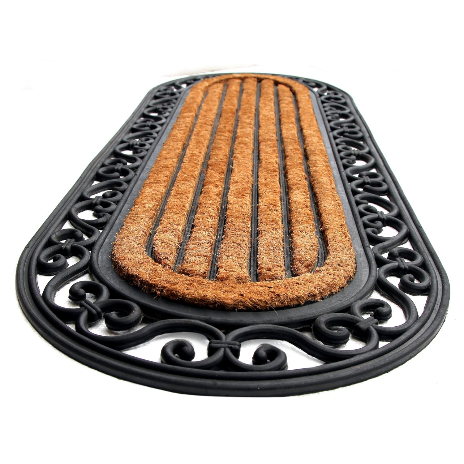 Onlymat Long Oval Entry Rug, Rubber and Coir Doormat 