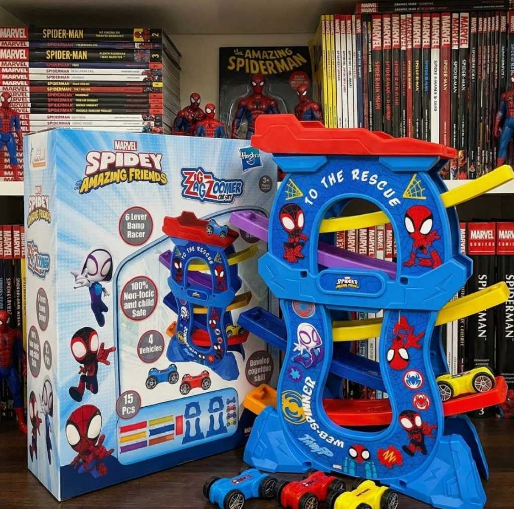 Zig Zag Zoomer Spiderman Ramp Racer Car Set kids