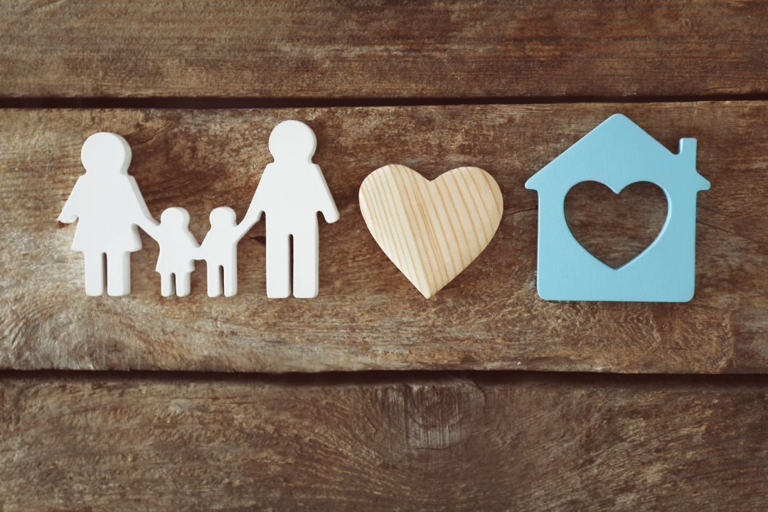 Wooden family with heart