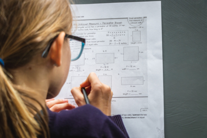 Girl doing homework