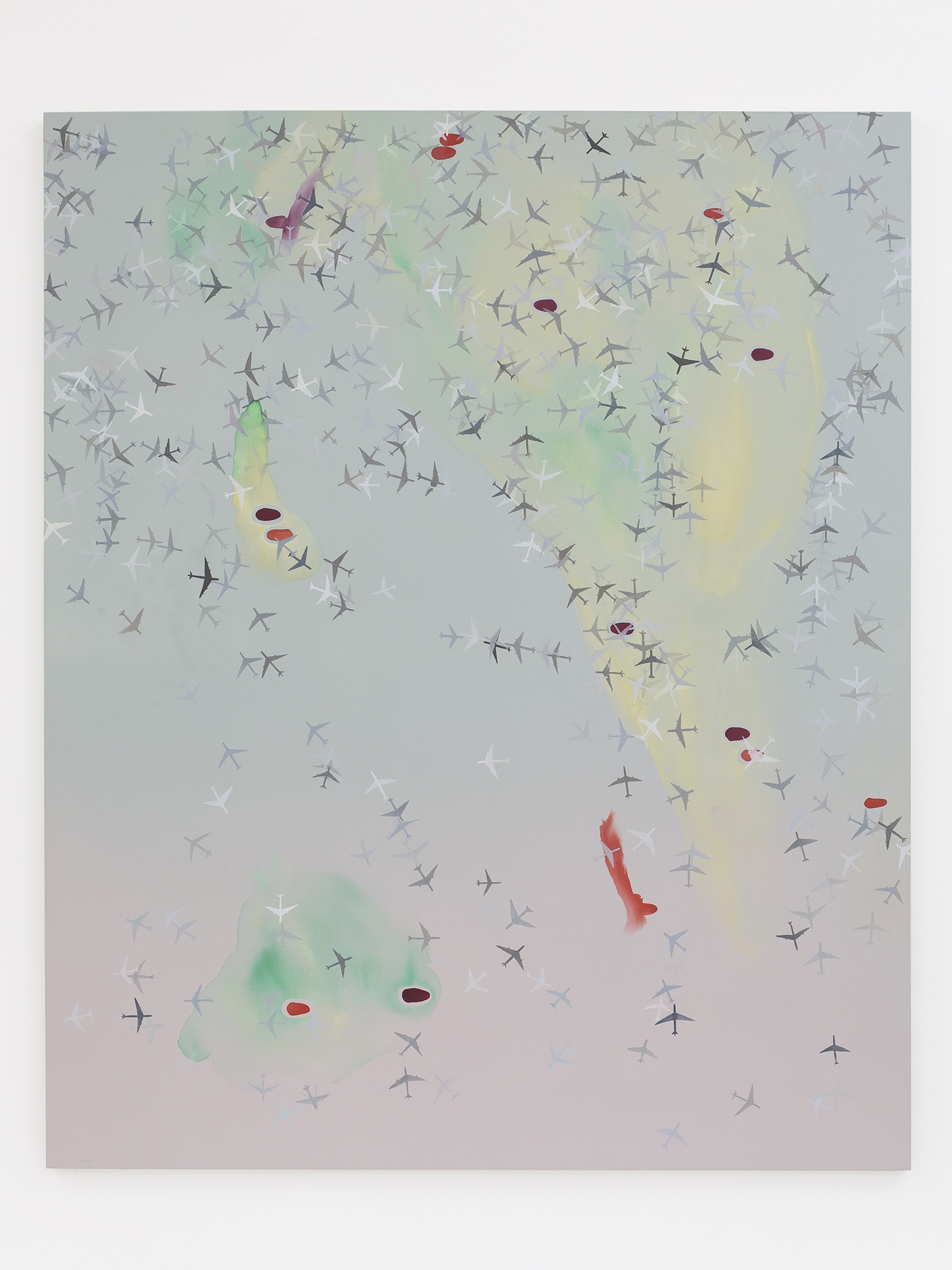 Elsa-Louise Manceaux, Live Air Traffic #3, 2019, Gouache acrílico sobre lino preparado, 238 x 195 x 4 cm