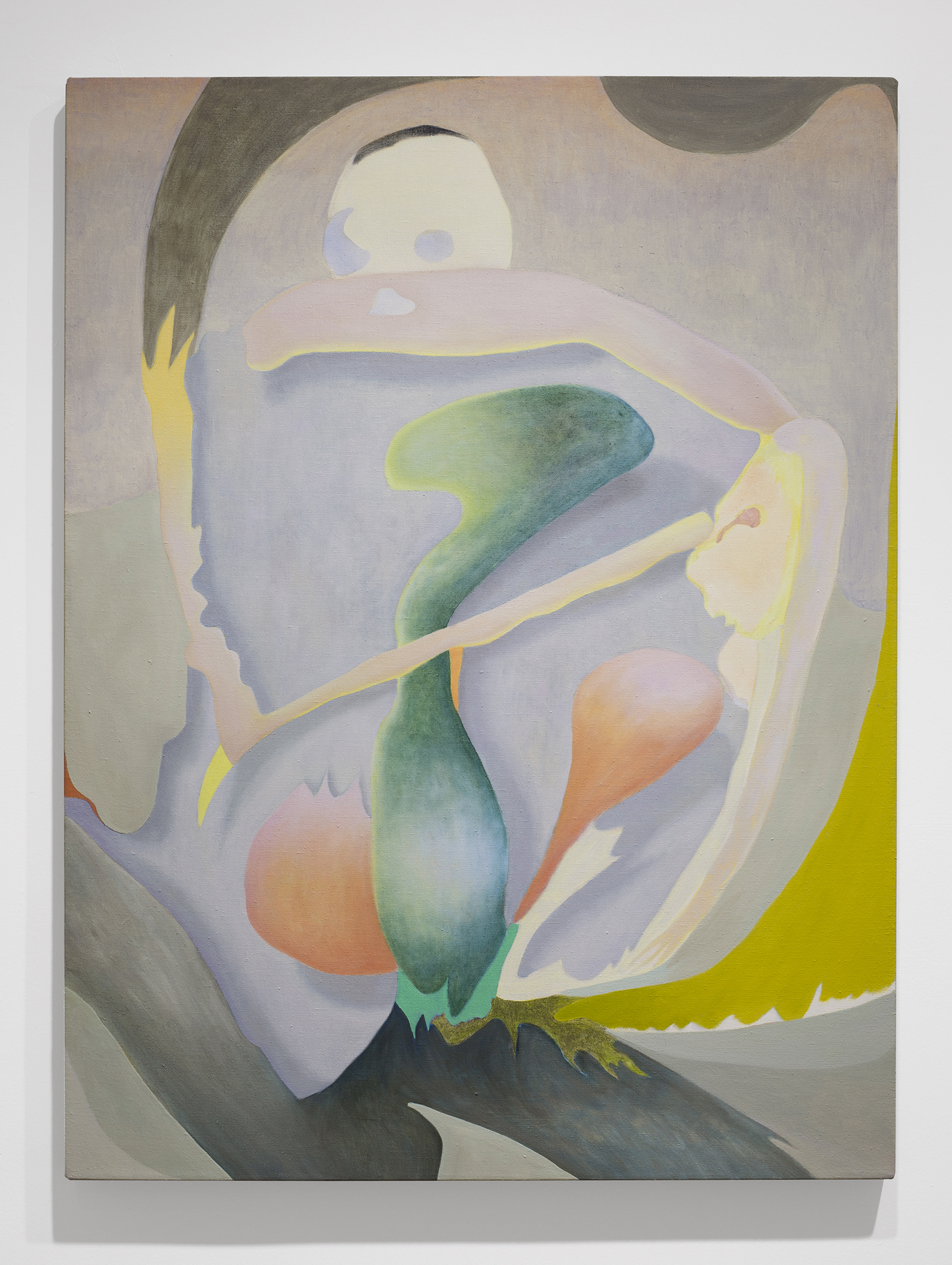 Akira Toxqui, Humo, 2019, pintura acrílica, óleo y lápiz de color sobre lino, 81 x 61 cm. Cortesía de Archivo Colectivo