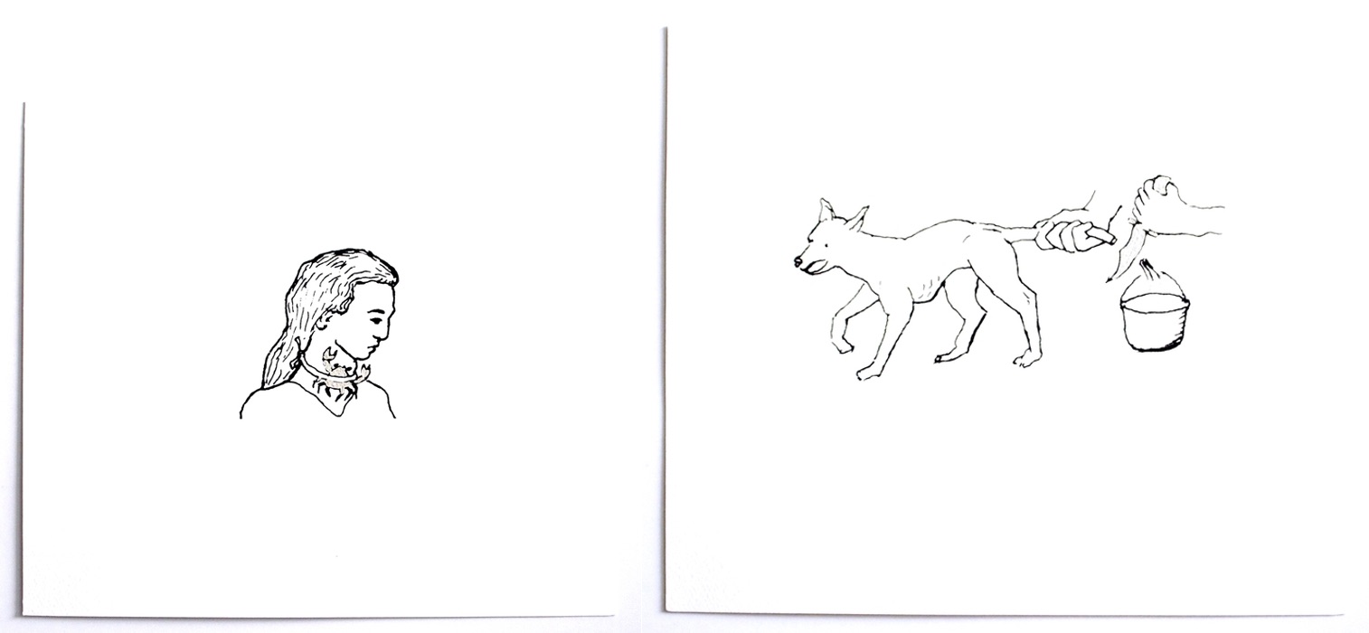 Elisa Pinto. Amarrar un cangrejo contra el buche y Té hecho del pelo de la cola de un perro. De la serie Remedios (2015). Cortesía de la artista.