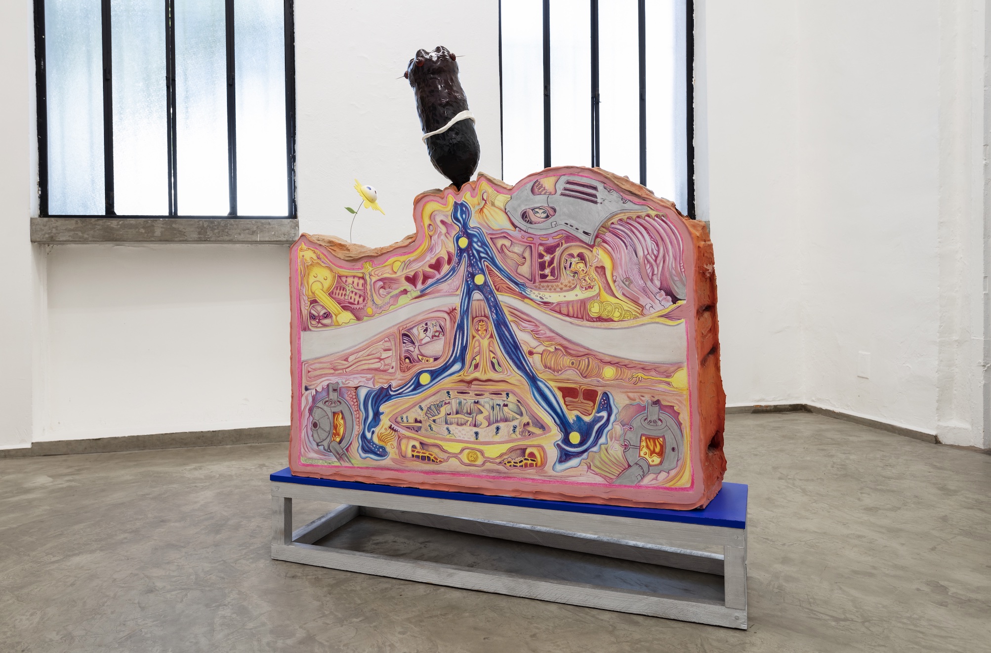 Urmeer, 'La ultima coca-cola del desierto', 2023. Colored pencils, paper, Styrofoam, EVA foam, MDF and acrylic paint, 110 x 100 x 80 cm. Courtesy of guadalajara90210 and the artist. Photo: Rubén Garay