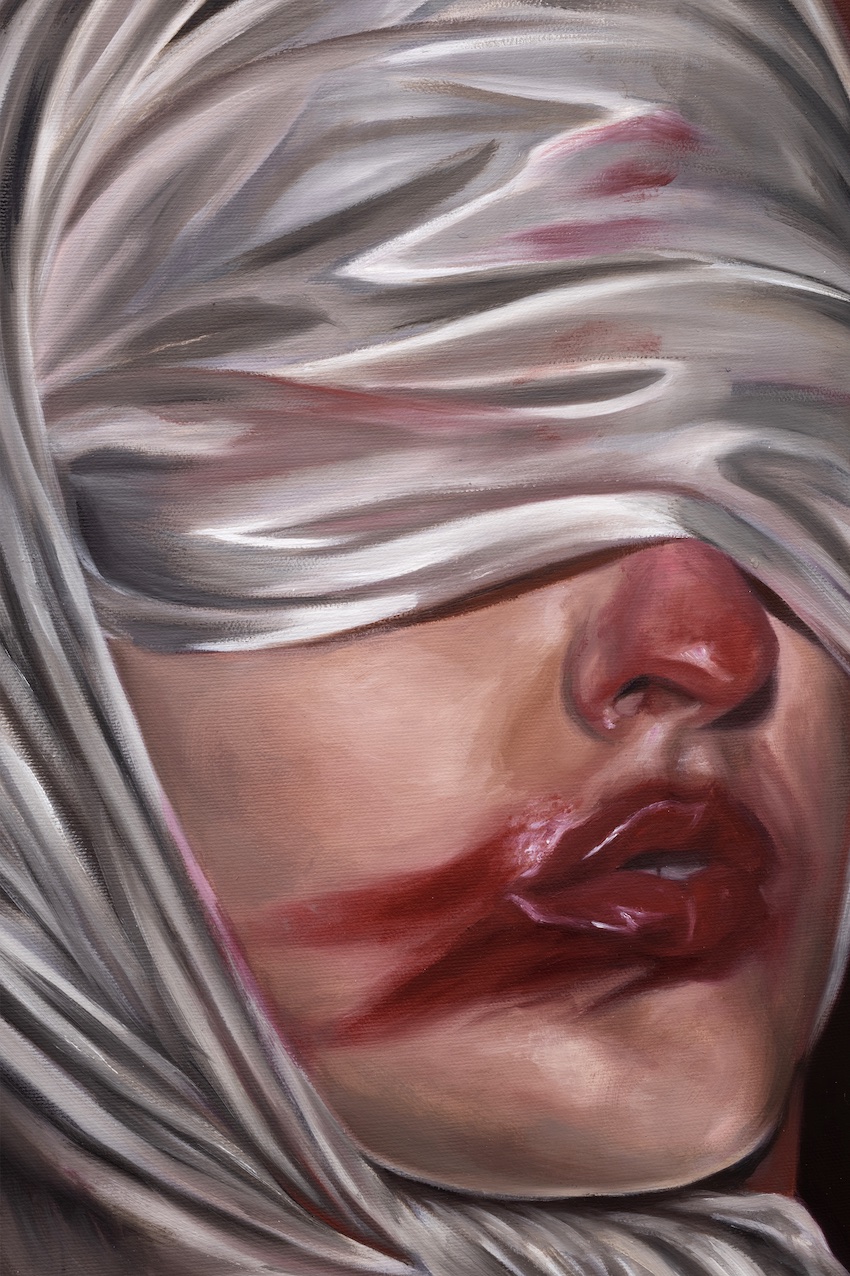 Brittany Shepherd, Satin (Smudge), detail. 2024, óleo sobre tela. Cortesía de Deli Gallery