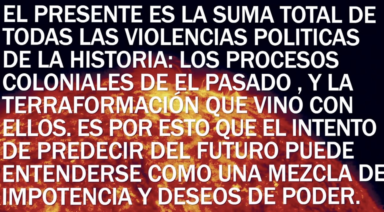 Stealing One’s Own Corpse (An Alternative Set of Footholds for An Ascent into the Dark) Part 3-Politics without Oxygen [Rescatando mi propio cadáver (Un conjunto alterno de peldaños de apoyo para un ascenso a la oscuridad) Parte 3-Política sin oxígeno], 2020. Still from the publication “Julieta Aranda. Coordenadas claras para nuestra confusión, MUAC/UNAM, 2024.”