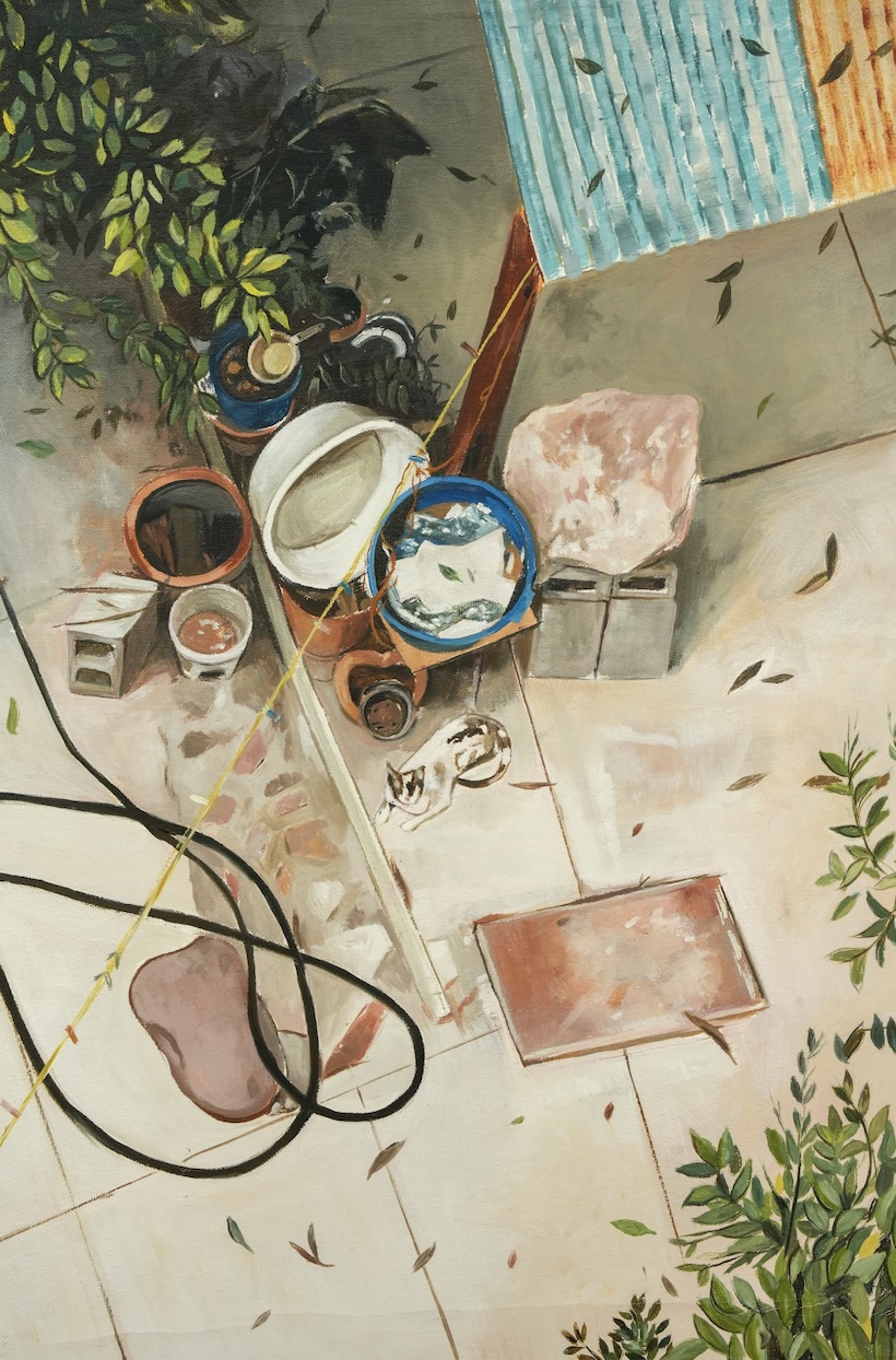 Jackelyn González, Soy un ancho patio, soy una memoria, 2025, oil on canvas, 50 x 40 cm. Courtesy of the artist and Galería Enrique Guerrero