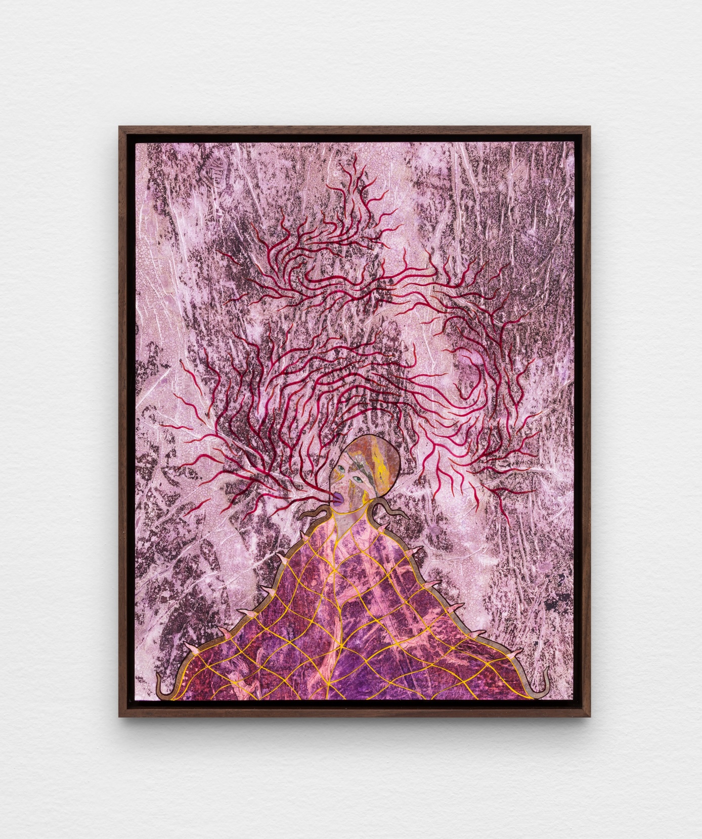 Felipe Baeza, 'A form that never settles II', 2025. Tinta, acrílico, papel recortado, barniz y acuarela sobre panel, 35.6 x 27.9 cm. Foto: © Felipe Baeza. Imagen cortesía del artista y kurimanzutto Mexico City / New York