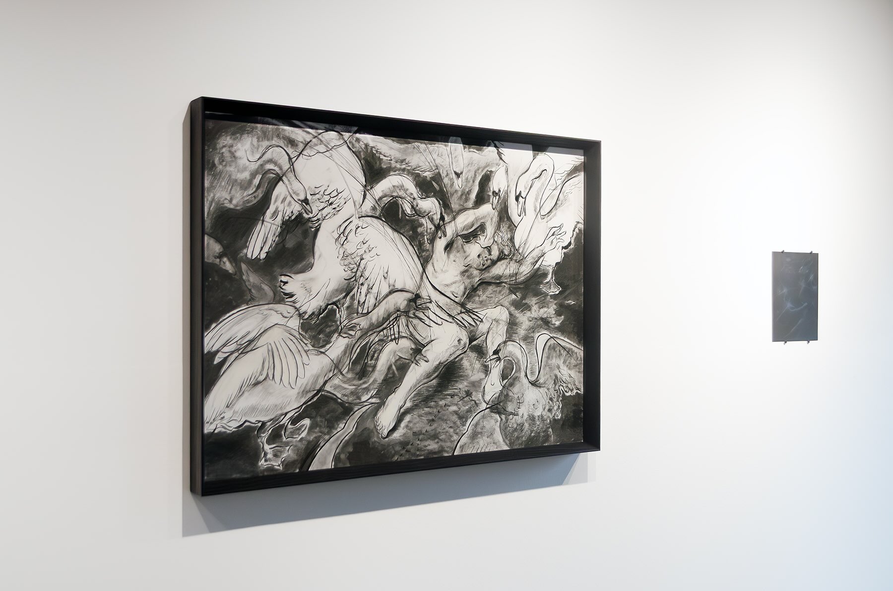 Renato Valdelamar, ‘Desamparo: el asedio de los cisnes terribles’, 2023, Charcoal, Conté crayon and soft pastel, 95 x 70 cm. Photo: Hernán A. Cortés