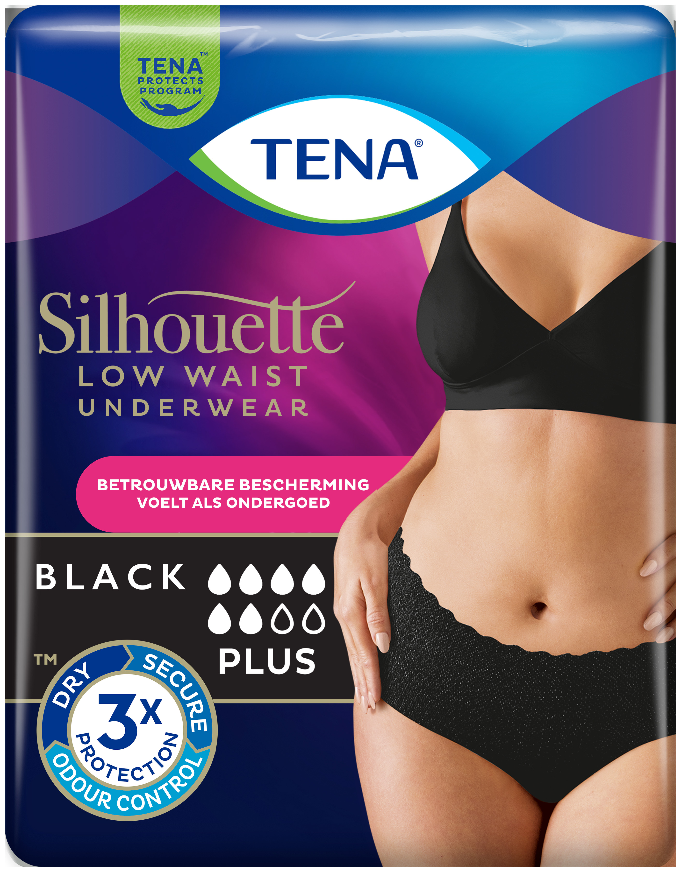 TENA Silhouette Low Waist Black incontinentiebroekjes