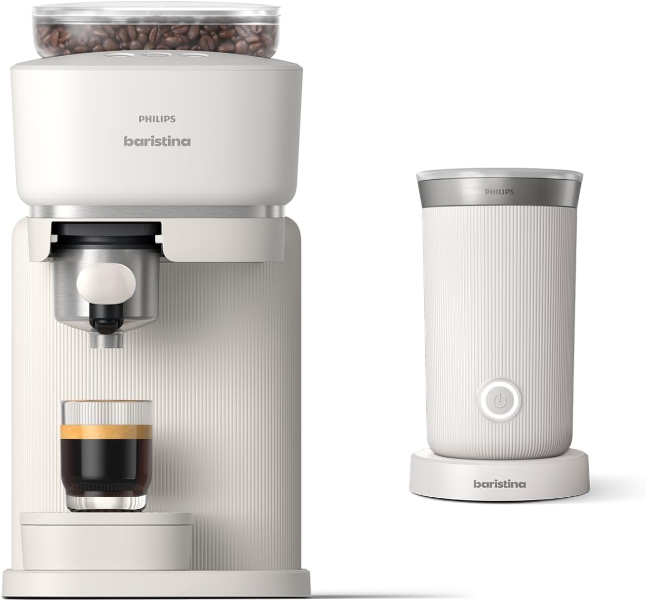 Philips Baristina Espresso Machine+Milk Frother Bundle. Milky White (BAR303/00)